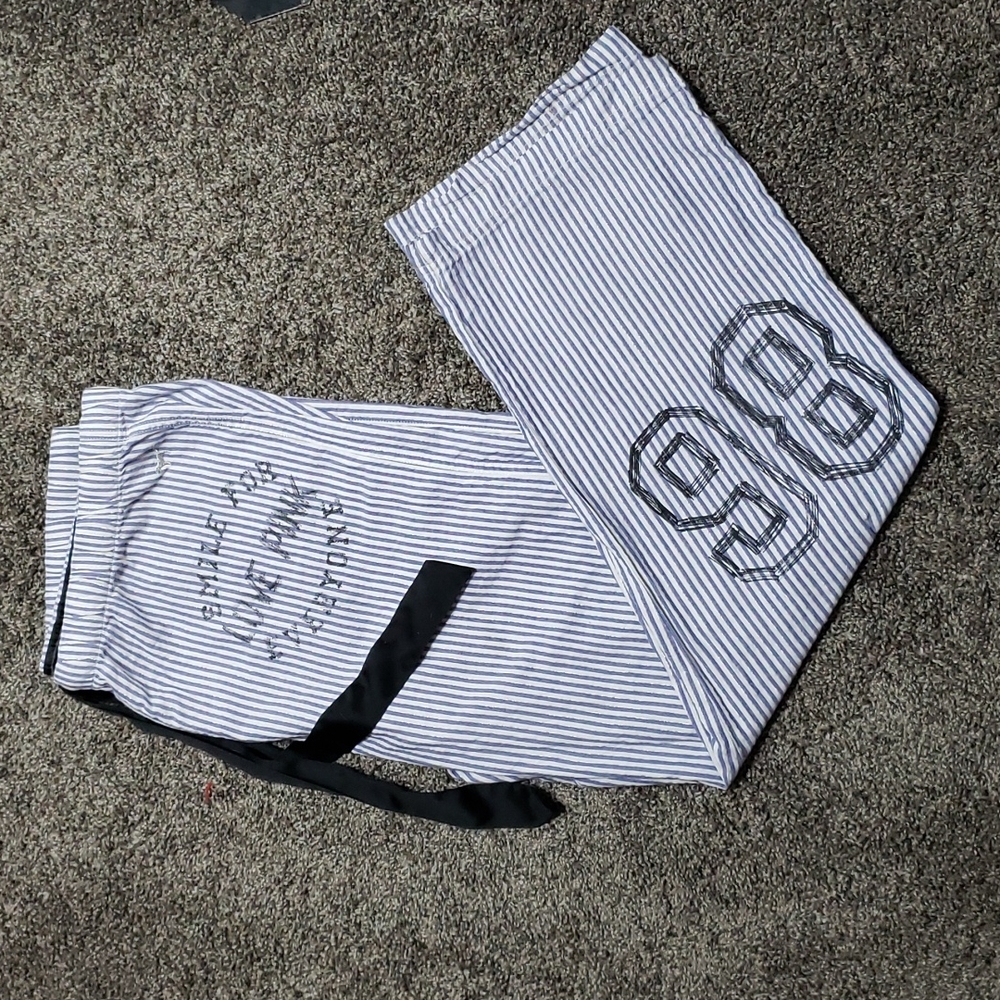 Victoria’s Secret Vintage PINK Striped Metallic Pajama Pants Sz Large